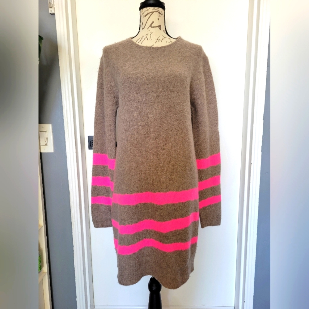 Marc by Marc Jacobs Lambswool and Angora Colorblock Striped Long Sweater Dress S